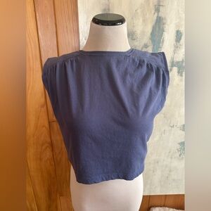Zara Blue Cropped Sleeveless Tee. Size Small. Cute!